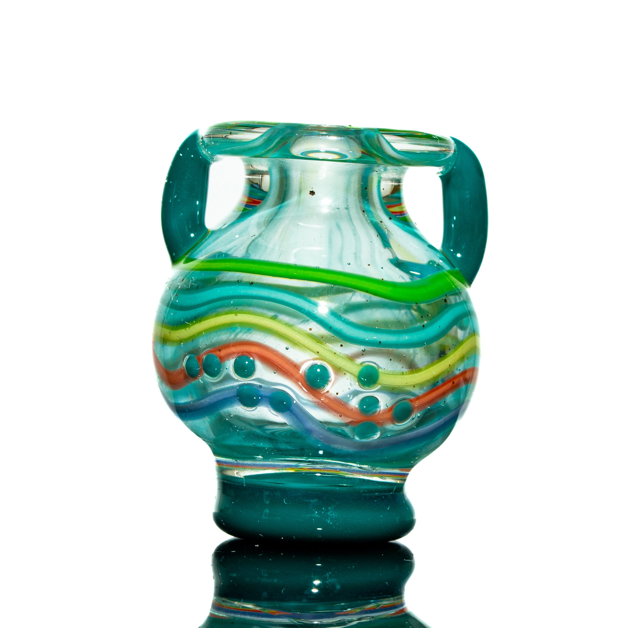 Charisma Glass - Small Aqua Brail Amphora Vase