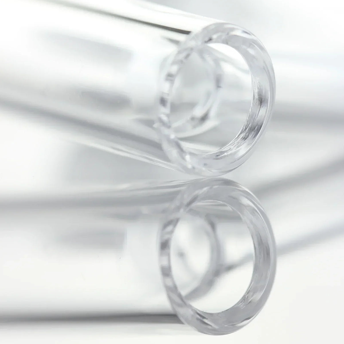 Close-up of clear glass tube for vaporizer or glass accessory