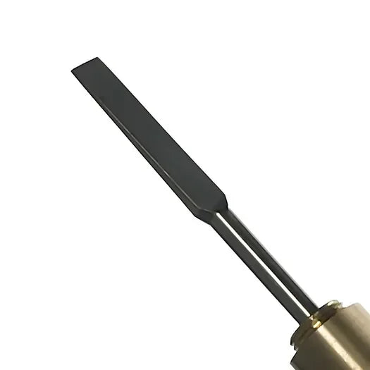 Black rectangular dab tool with metal handle for concentrates, isolated on white background