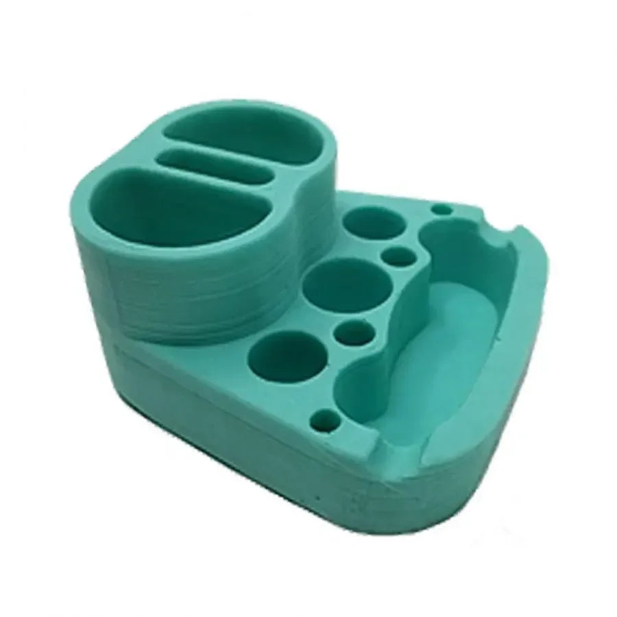 Teal silicone smoking accessory organizer with multiple slots and compartments