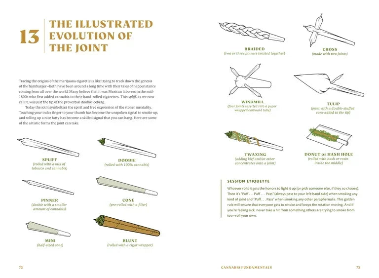 Illustrated guide showing different types of joints and blunts with labels and brief descriptions.
