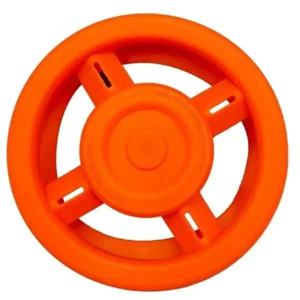 Bright orange silicone Glow Guard accessory with circular, vented design on white background