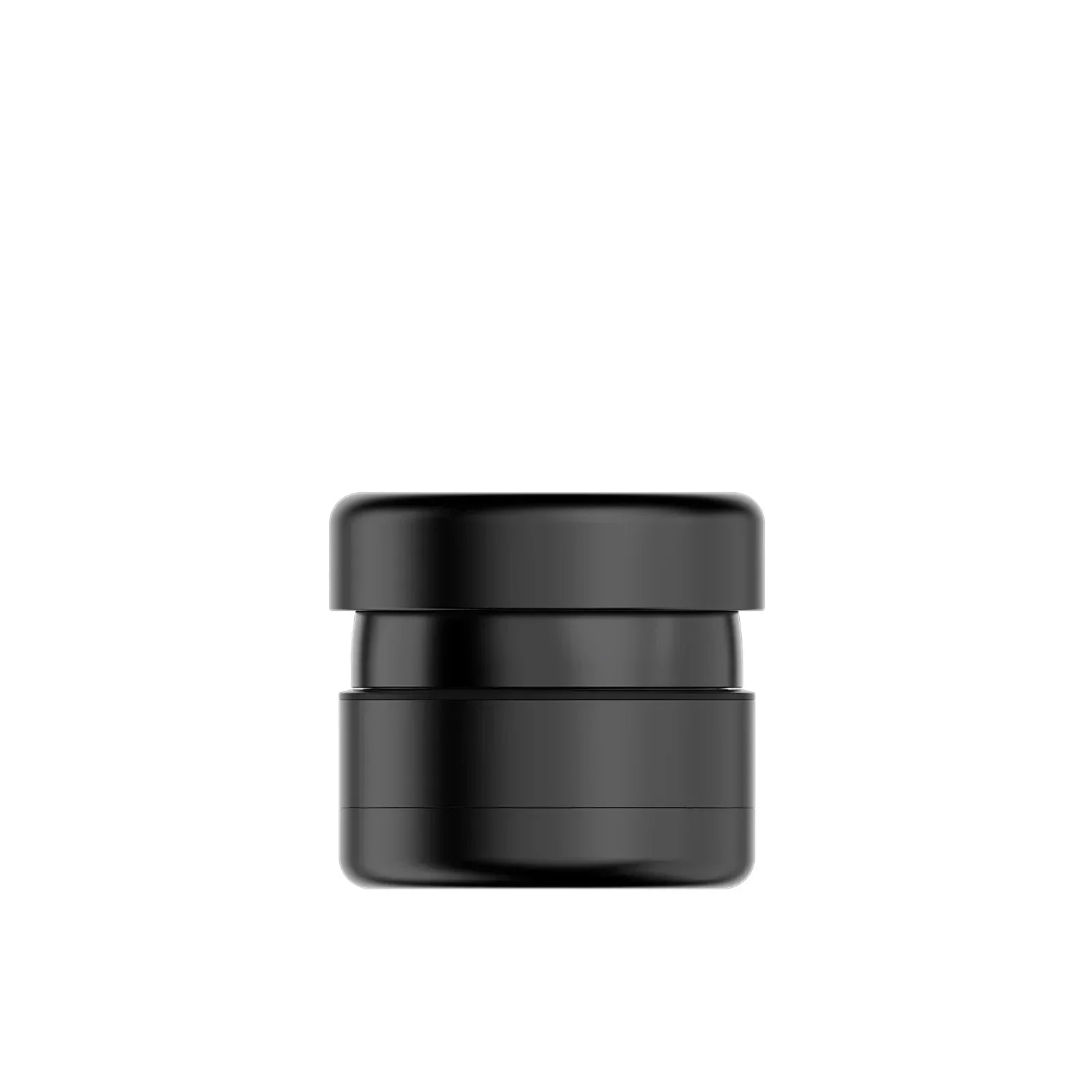 Black 2.5 inch premium aluminum herb grinder with sleek modern design on white background