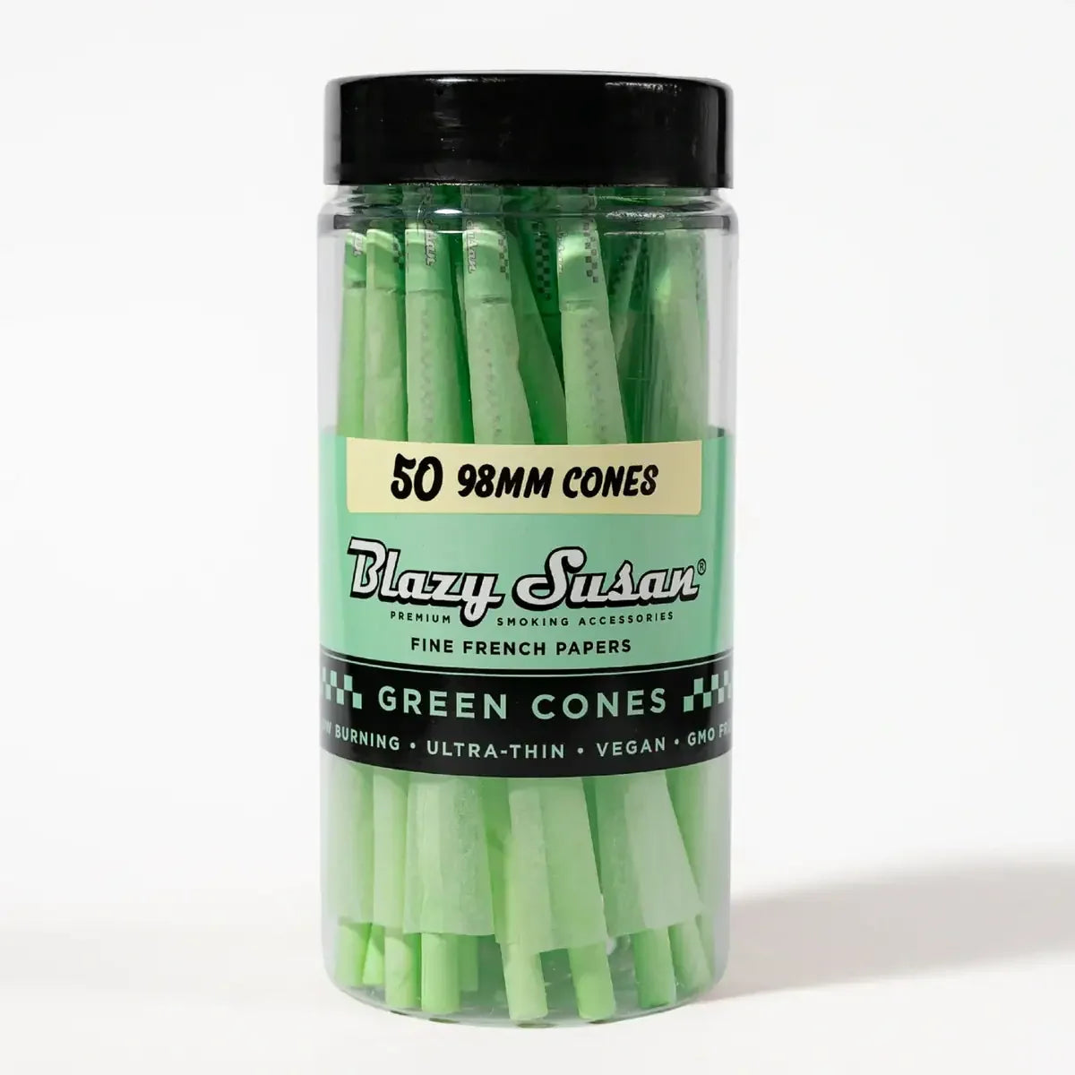 Green 98mm Pre-Rolled 50ct pre-rolled cones pack by Blazy Susan