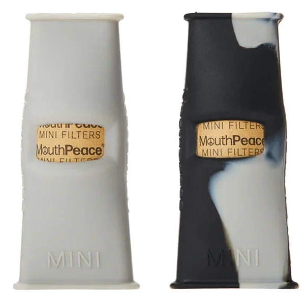 MouthPeace Mini silicone joint and vape filters in white and black marble designs