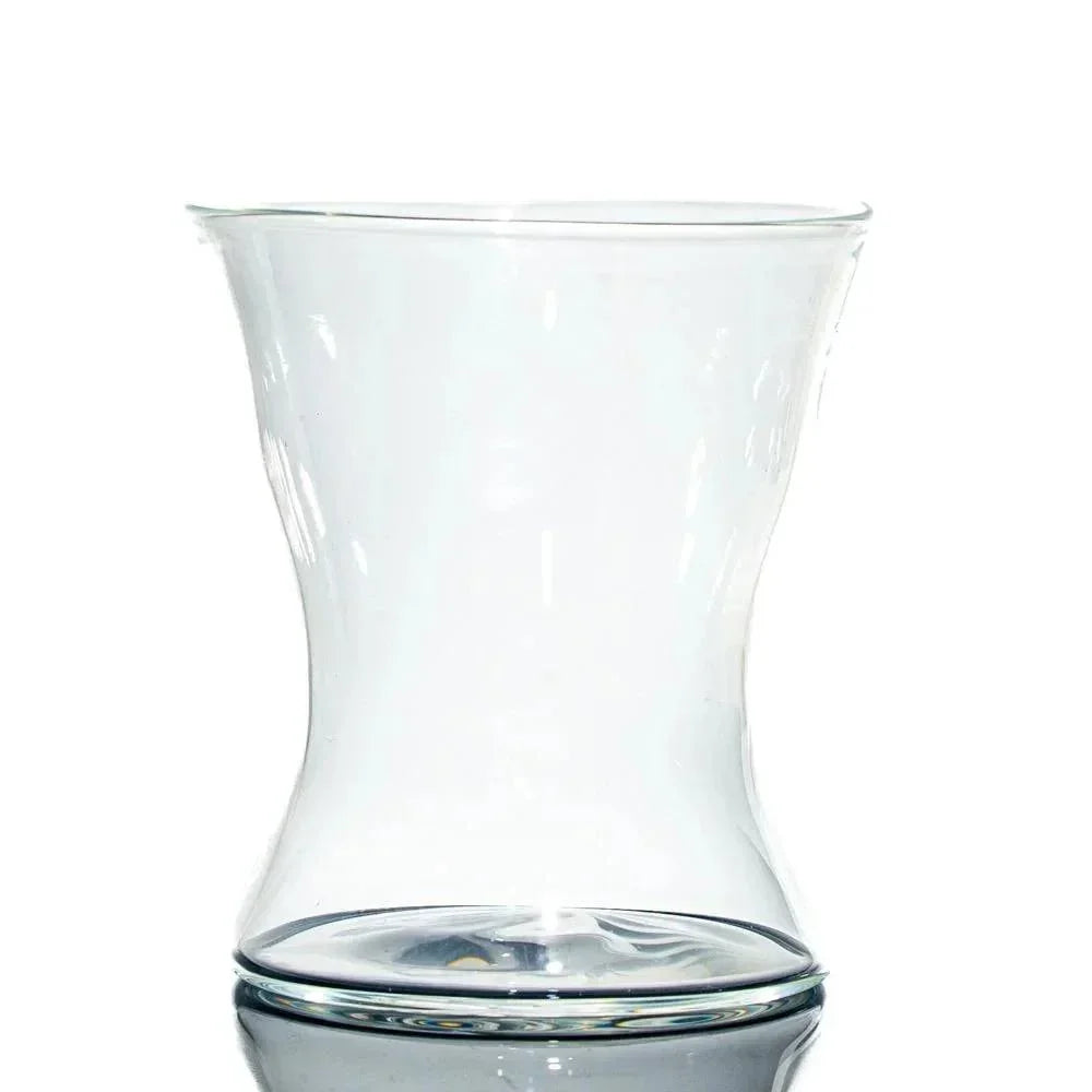 Clear hourglass-shaped glass attachment for smoking or vaporizer accessory