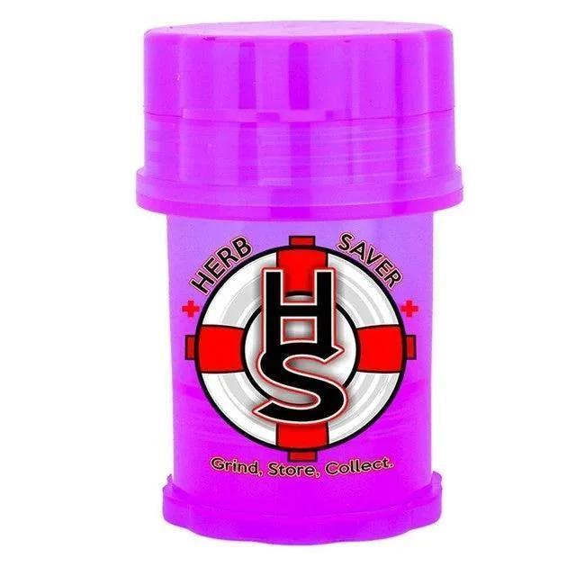 Large purple herb storage container with Herb Saver logo and airtight lid.