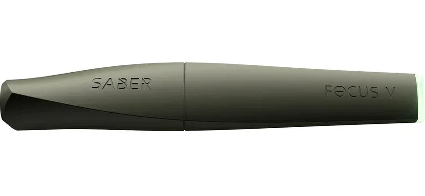 Sleek black Focus V Saber electronic dab tool for concentrates on white background