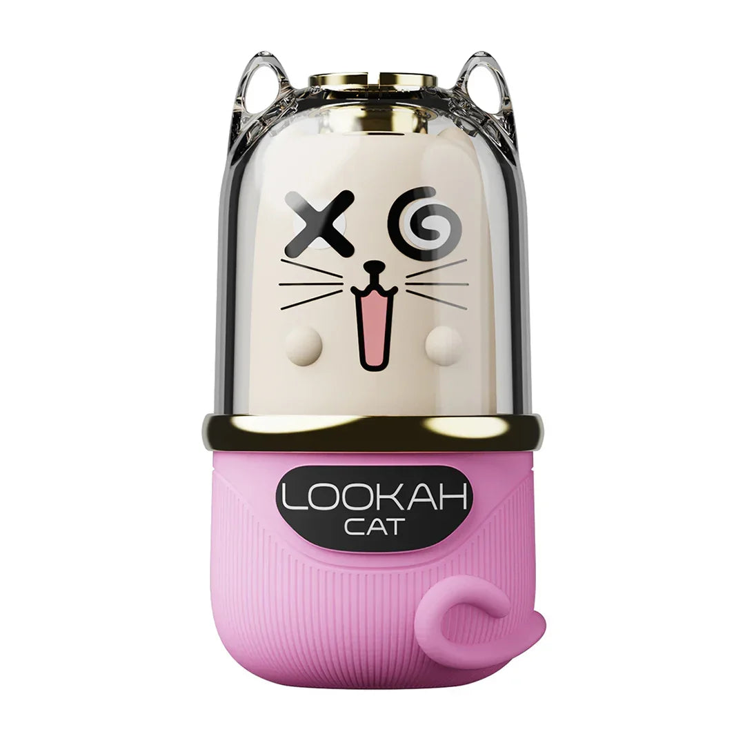 Lookah Cat silicone dab rig with cute cartoon cat face and pink base, smoking accessory