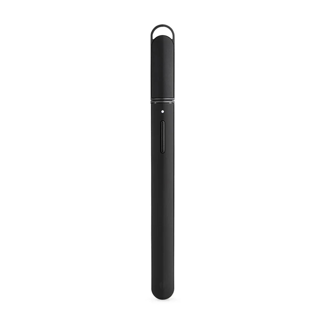 Sleek black hot knife dab tool with cap and button, shown on white background