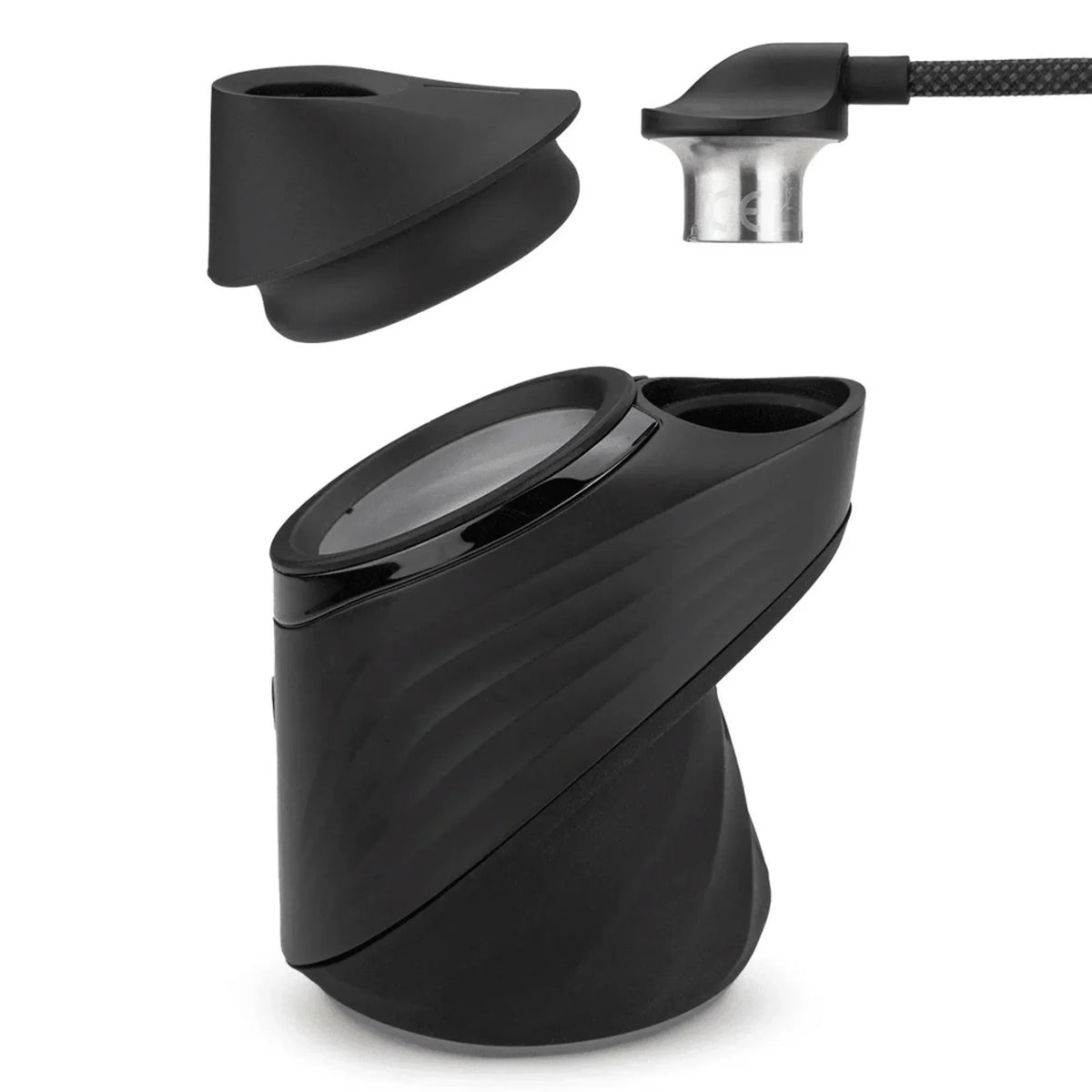 Puffco Pro Link vaporizer accessory in black with detachable mouthpiece and cable adapter