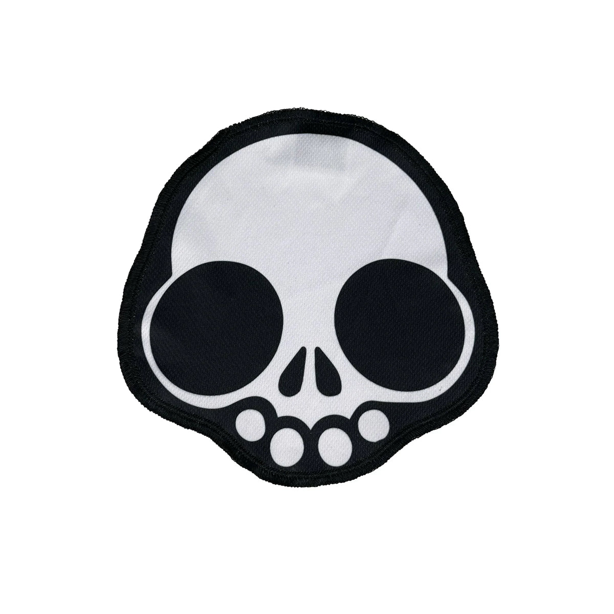 Black and white skull design fabric patch on white background