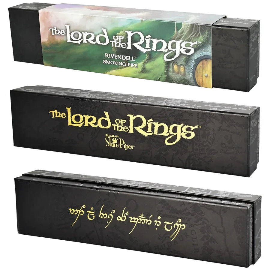 Lord of the Rings Rivendell smoking pipe box with fantasy artwork and gold lettering