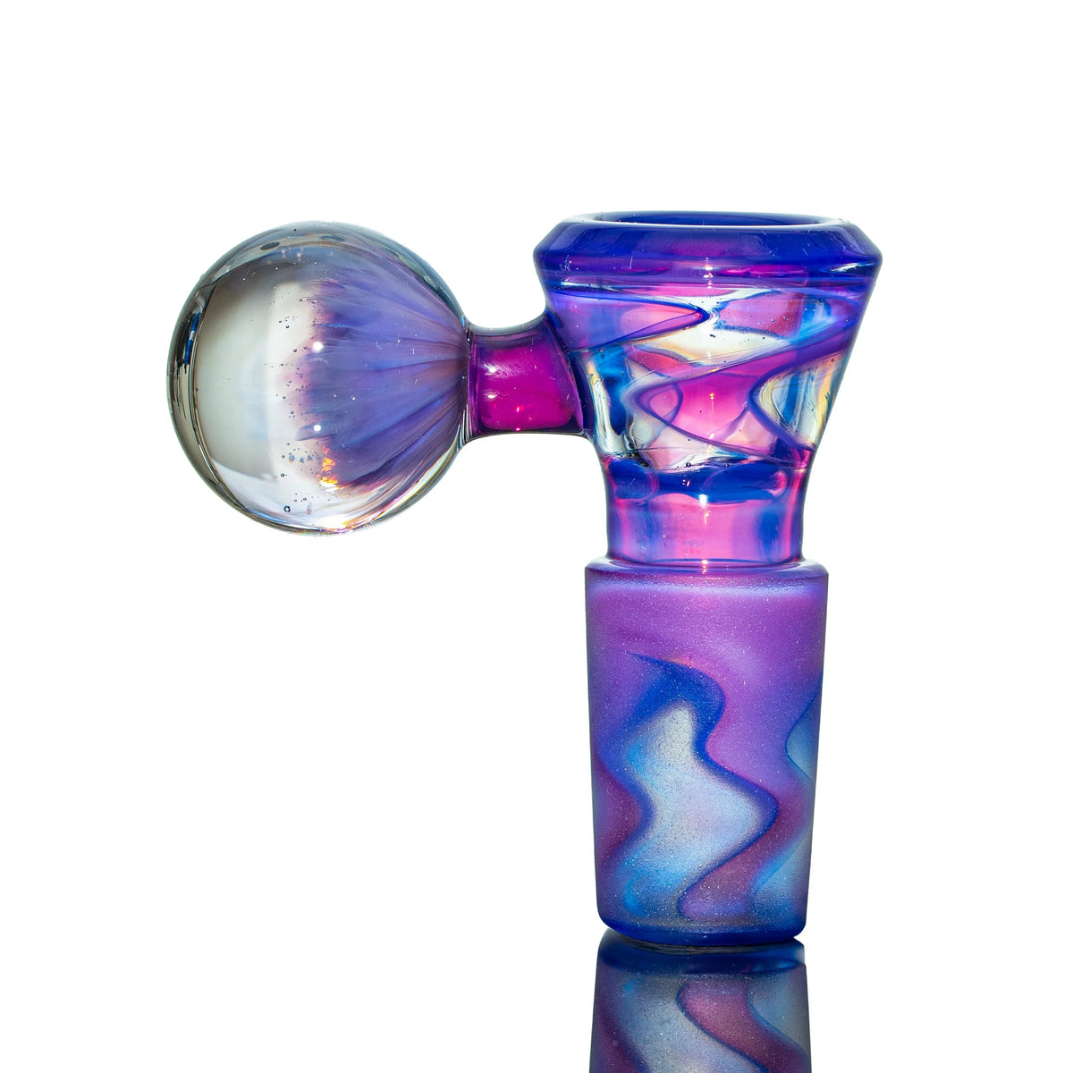 Hand-blown glass Royal Jelly, Calypso & Deja Blue Fully Worked 18mm Slide by Simple Lemon Farmer
