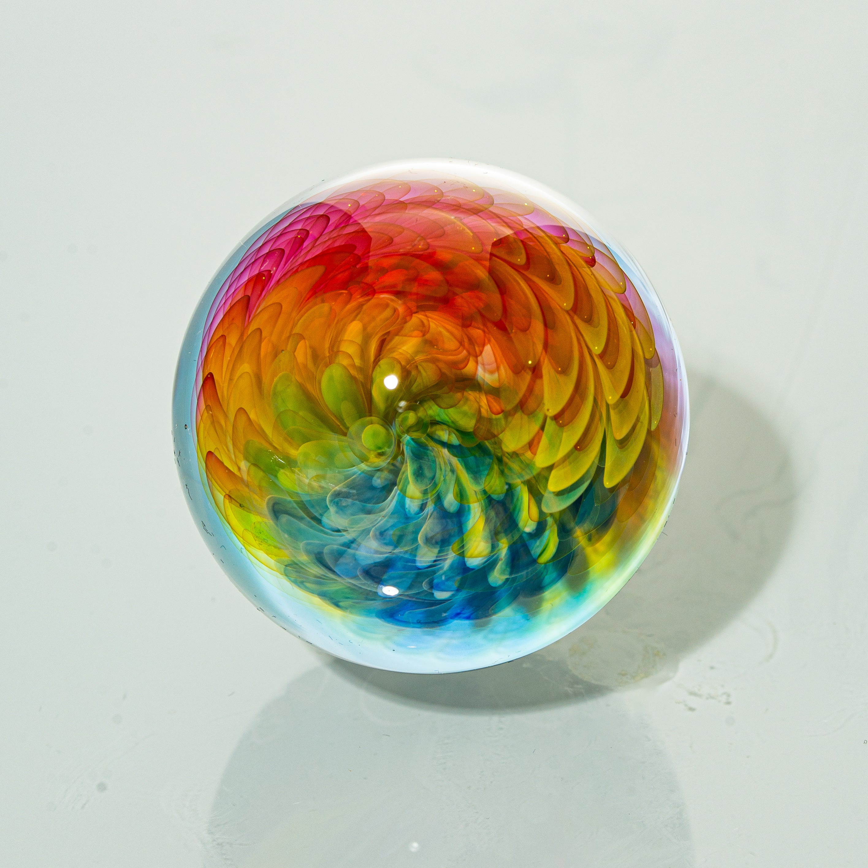 Sarah Marblesbee - Crushed Opal Twisted Rainbow Implosion 42MM Marble