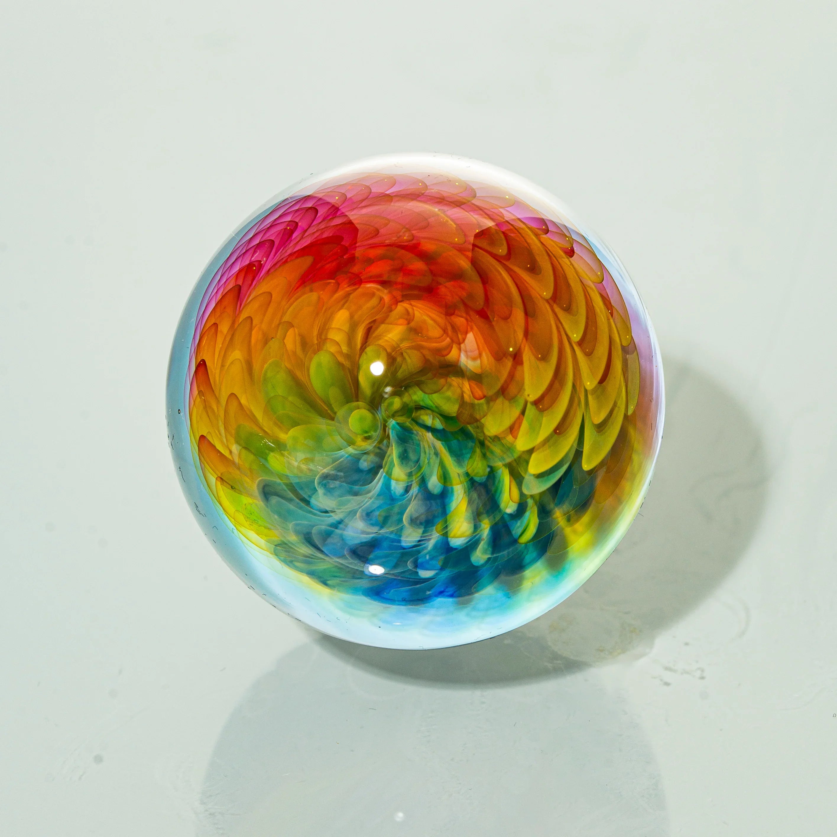 Sarah Marblesbee - Crushed Opal Twisted Rainbow Implosion 42MM Marble