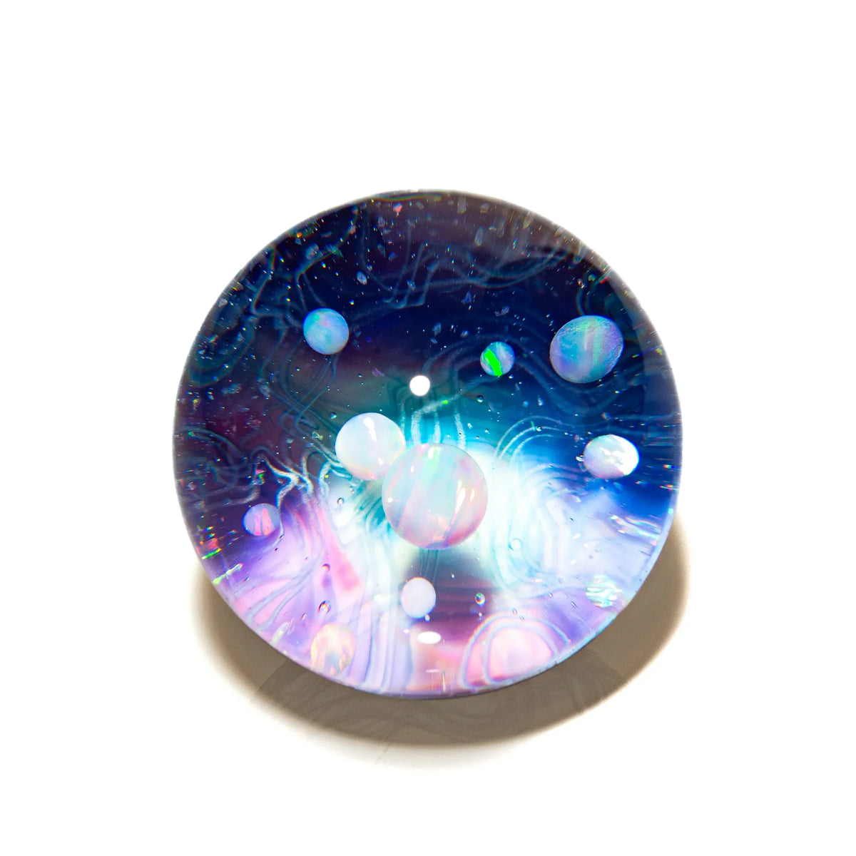 Colorful glass marble with galaxy and planet design, art glass accessory