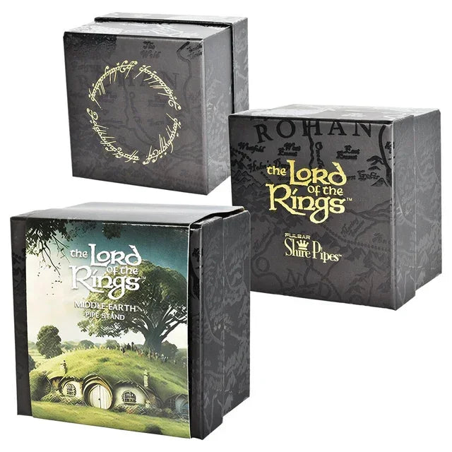 Lord of the Rings Middle-earth pipe stand packaging featuring Hobbiton design and themed text