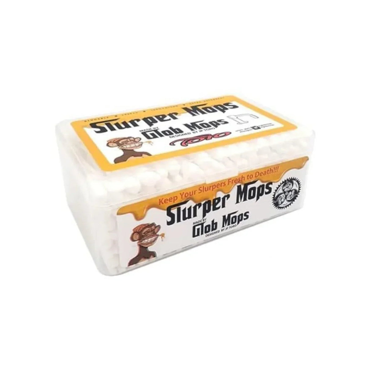 Slurper Mops by Glob Mops, cotton swabs for cleaning glass accessories, in a clear box