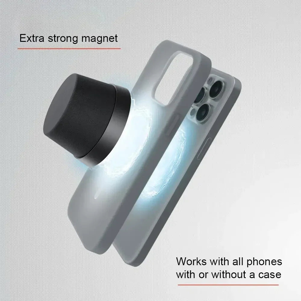 Magnetic phone accessory with extra strong magnet attached to smartphone case, universal fit