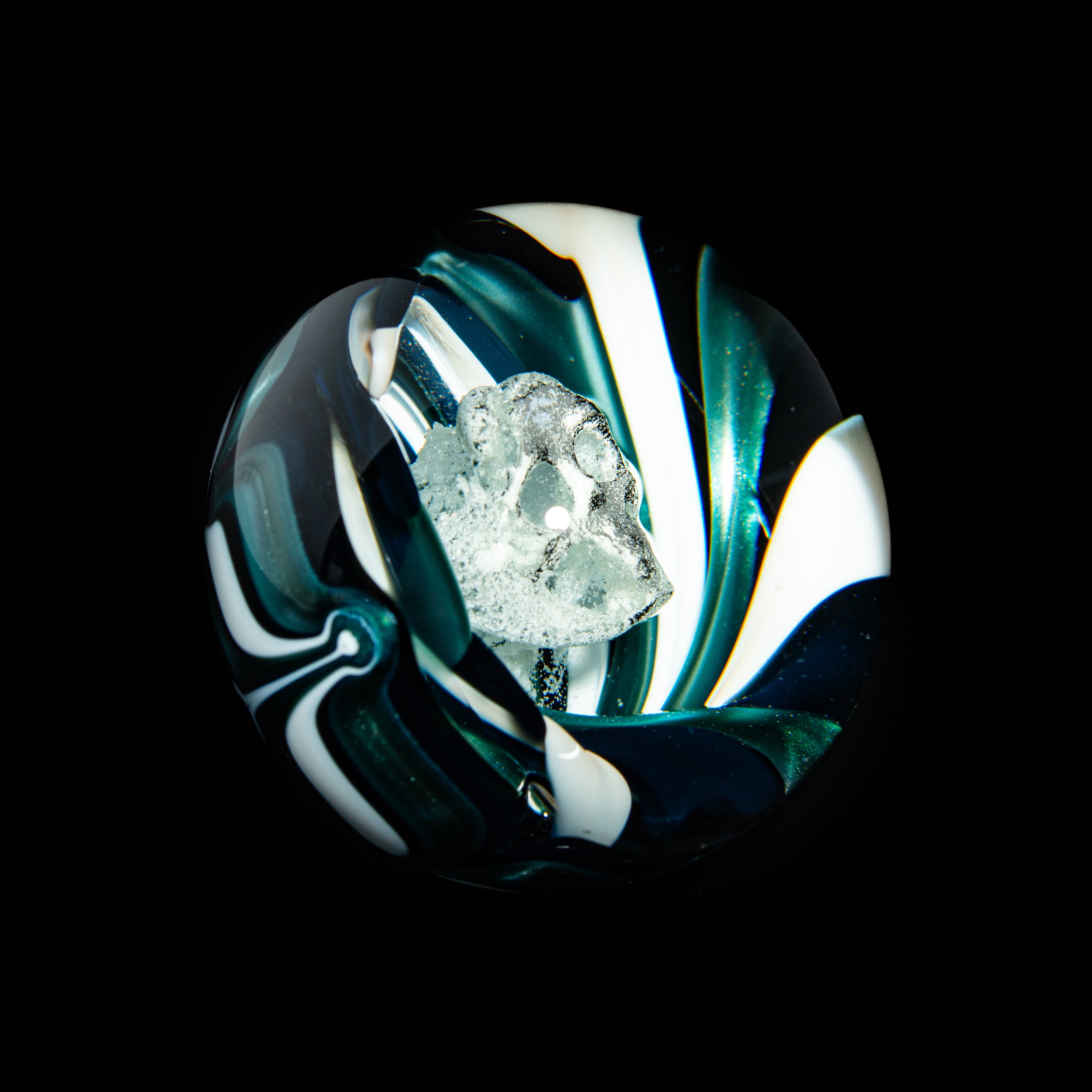 Sqwishy Glass - Glow In The Dark Skull 54MM Marble