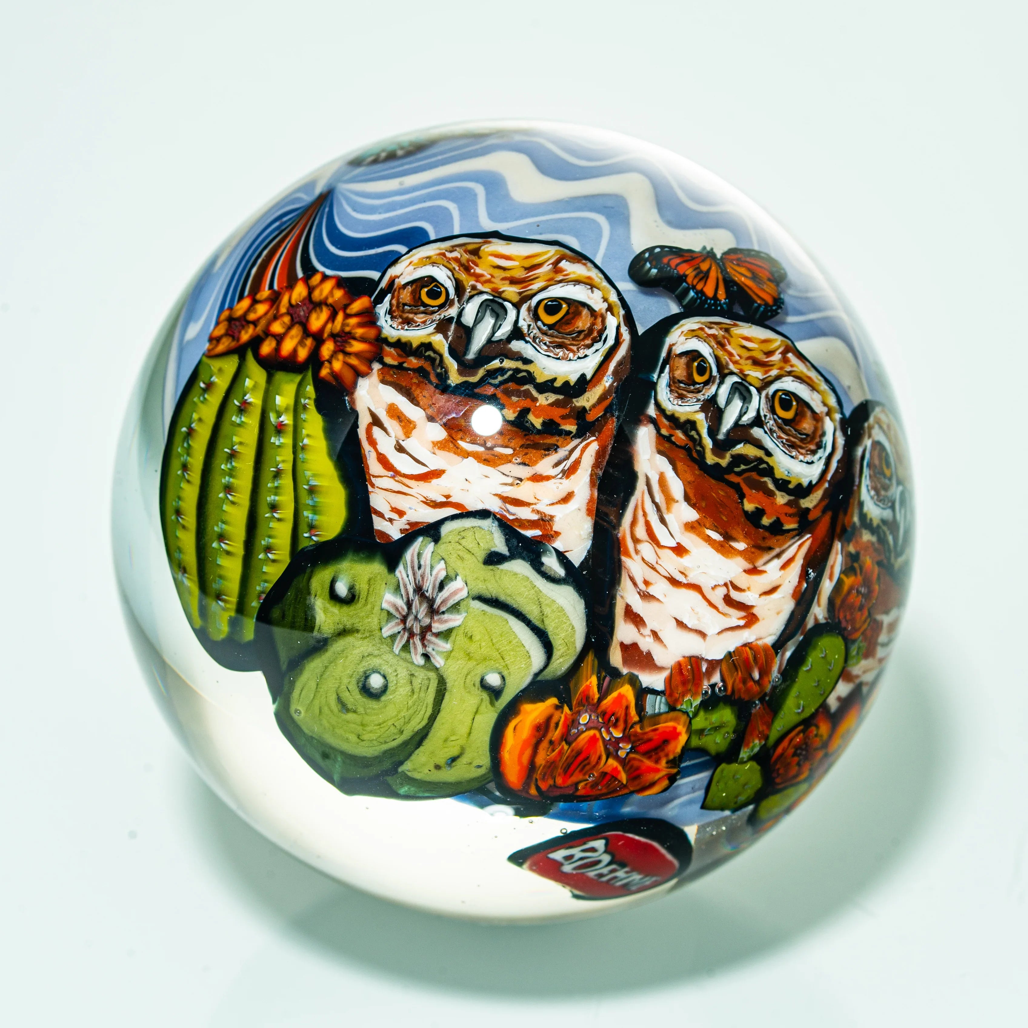 Stephen Boheme - Owl Family 67MM Marble