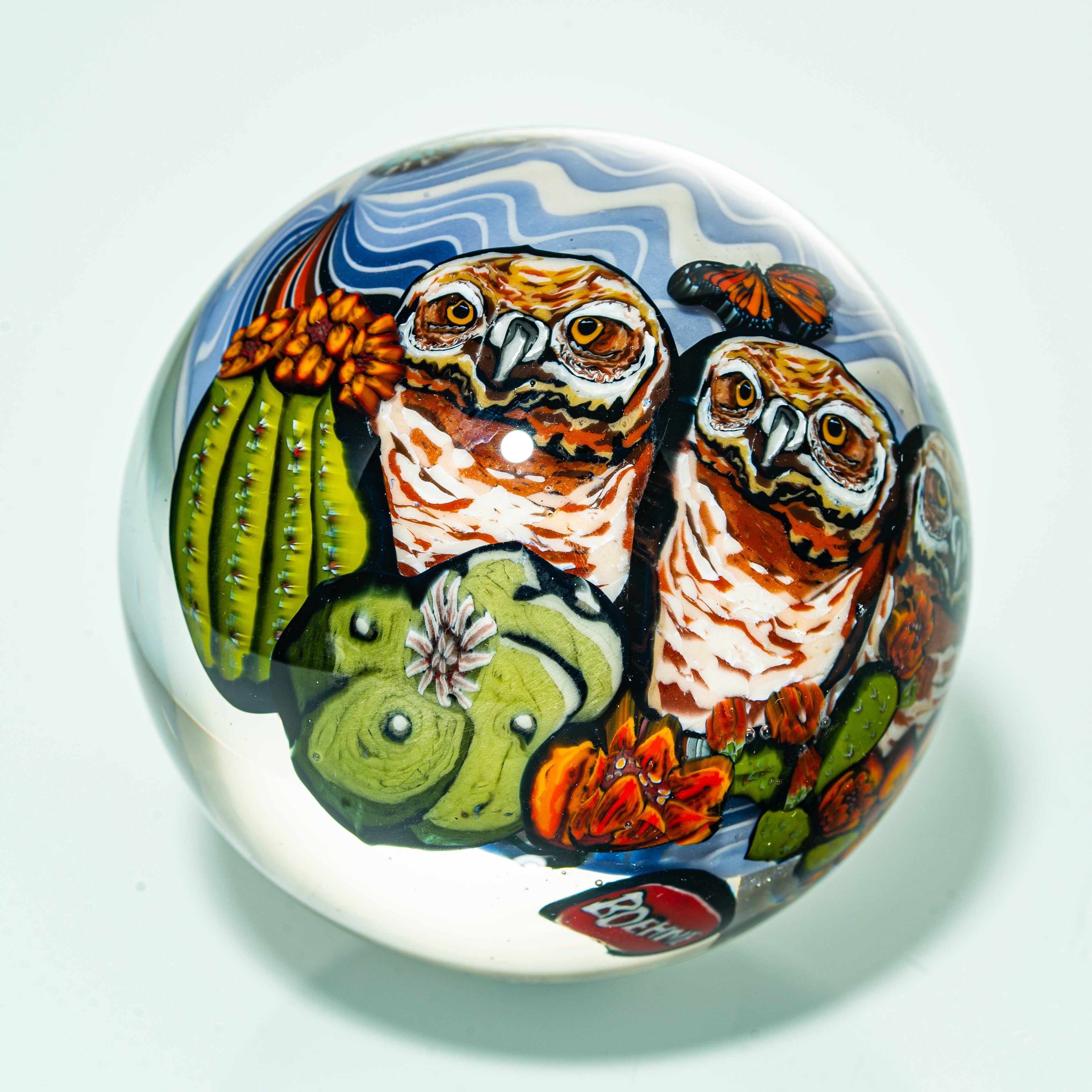 Stephen Boheme - Owl Family 67MM Marble