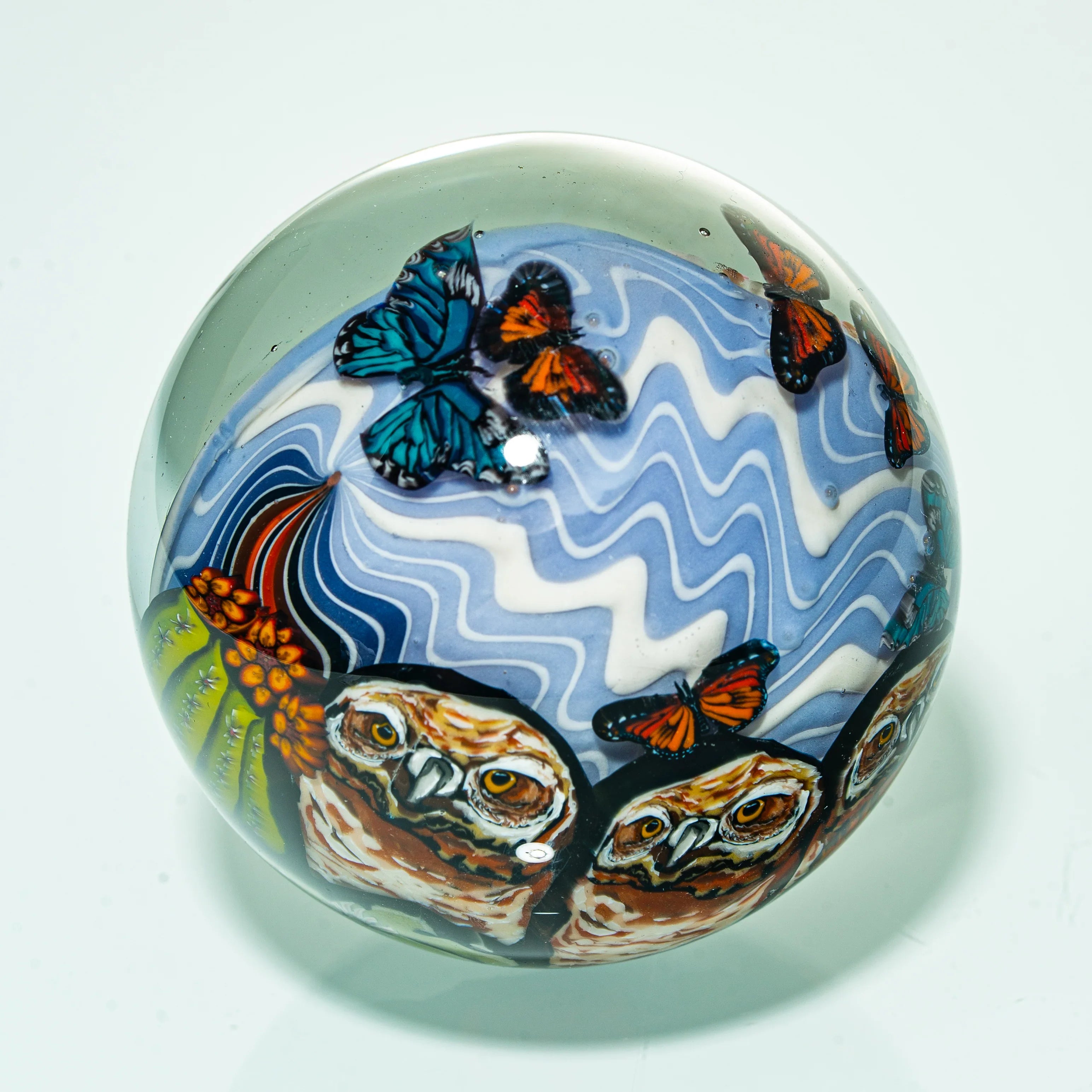 Stephen Boheme - Owl Family 67MM Marble