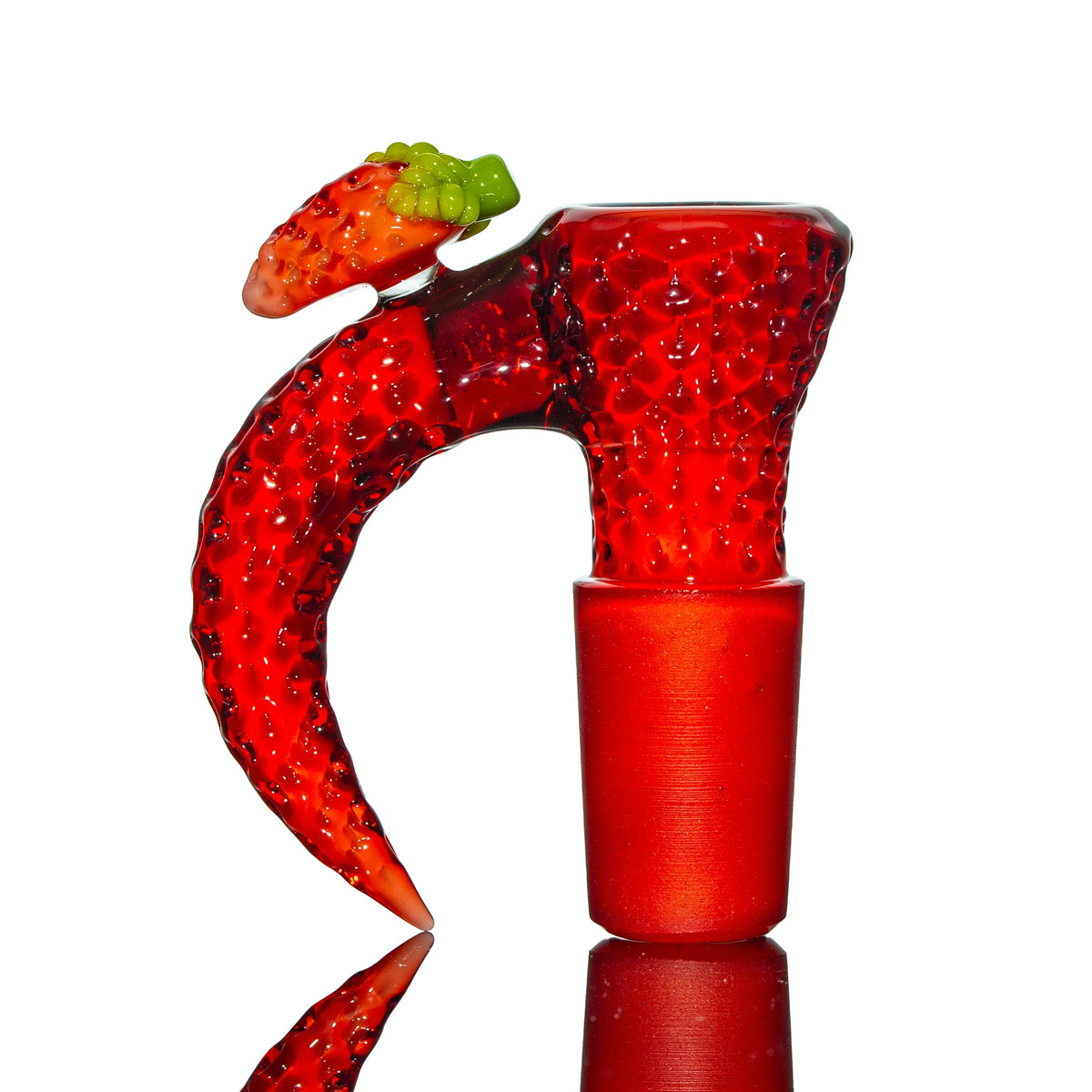 Fully worked 18mm hand-blown glass dab rig slide by Simple Lemon Farmer x Strawberry Glass