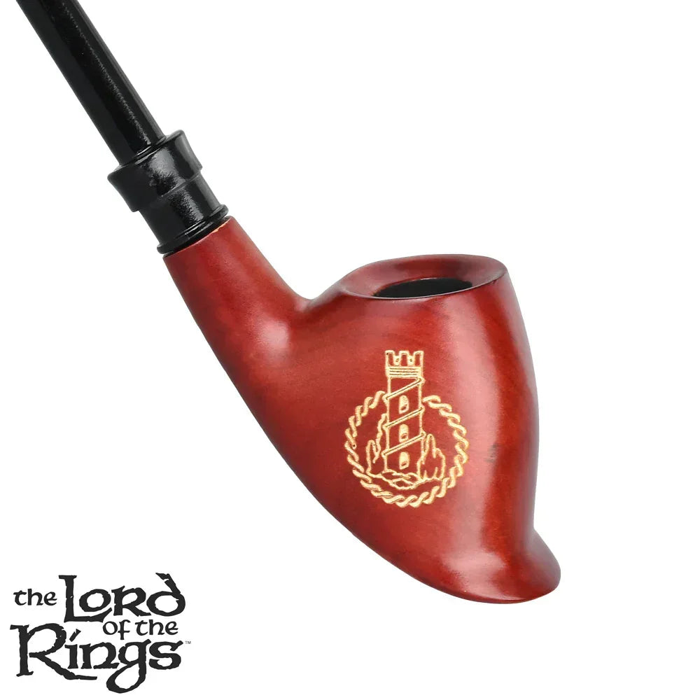 Lord of the Rings Orthanc wooden smoking pipe with engraved tower design