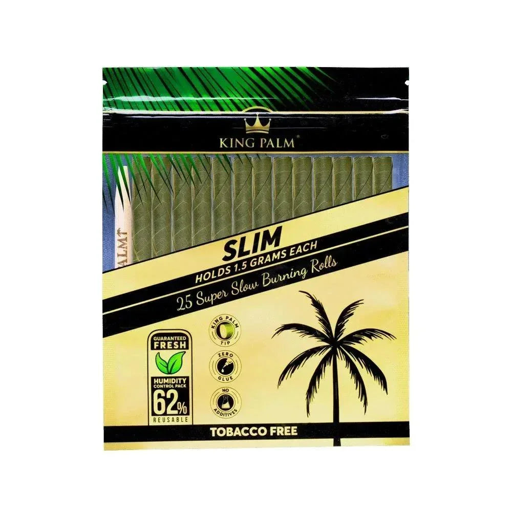 King Palm Slim 25-pack super slow burning pre-rolled leaf wraps, tobacco free