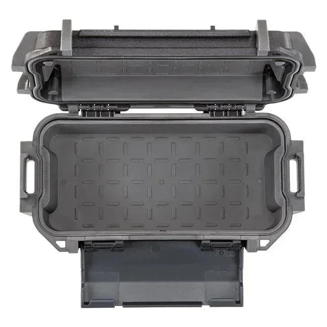 Durable black storage case with textured interior and secure latches for accessories