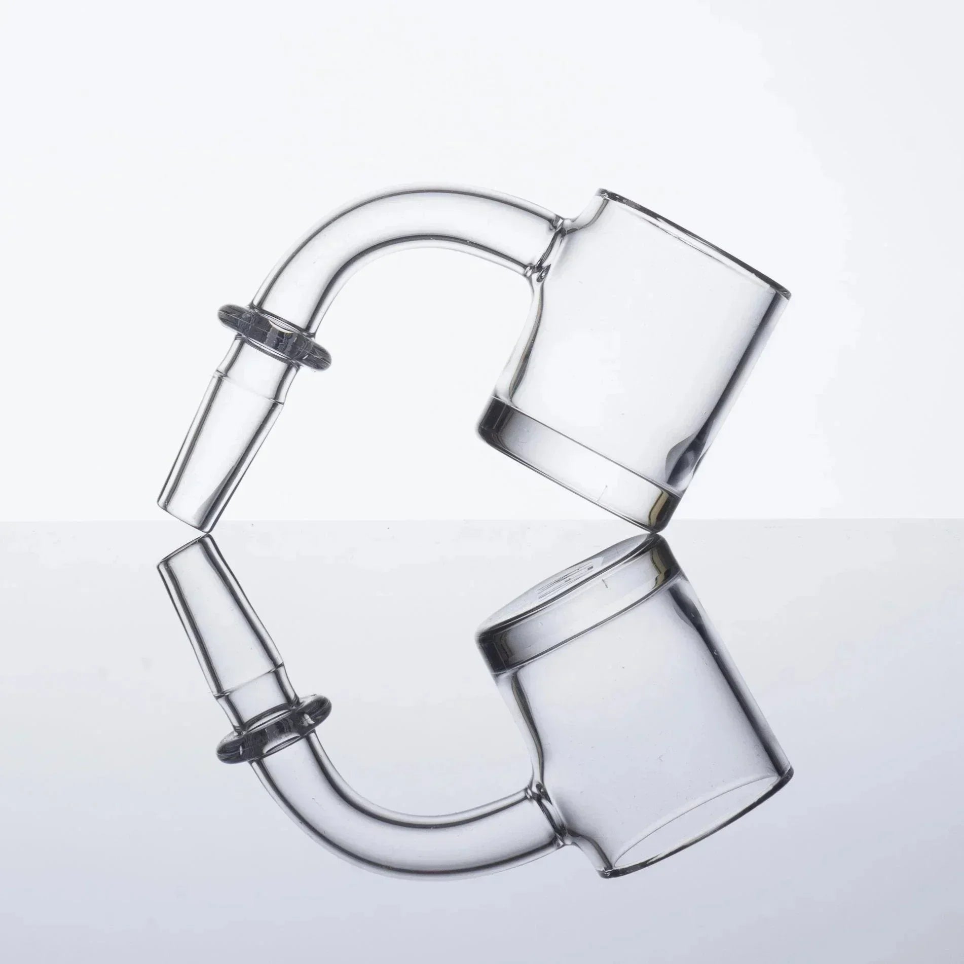 Clear glass downstem with angled joint, ideal for bongs and water pipes