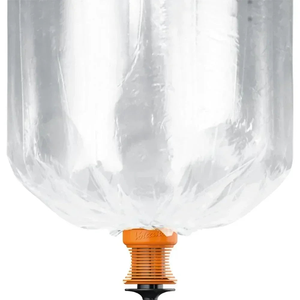 Inflated vaporizer balloon bag with orange attachment for desktop vaporizer