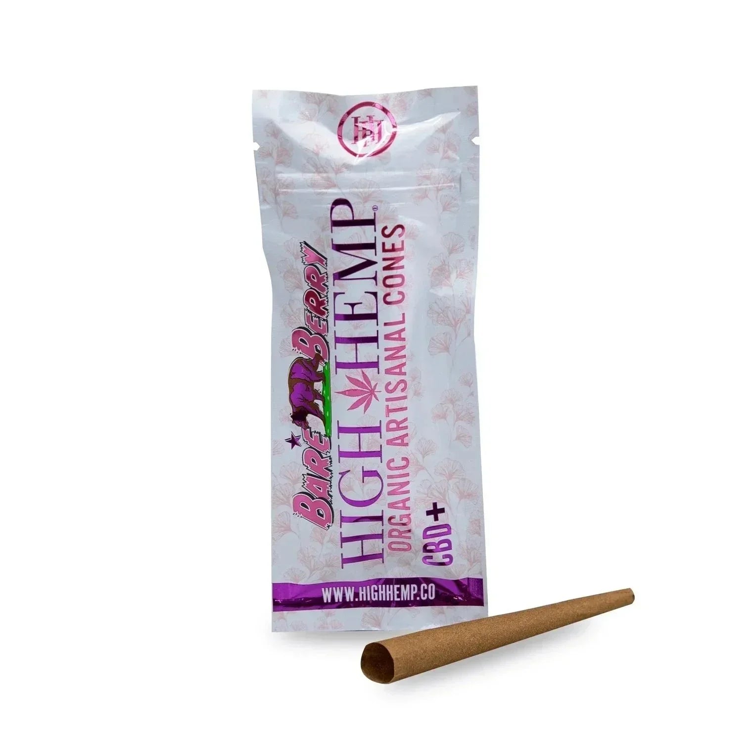High Hemp Bare Berry organic herbal cone with resealable packaging, CBD+ artisanal wrap