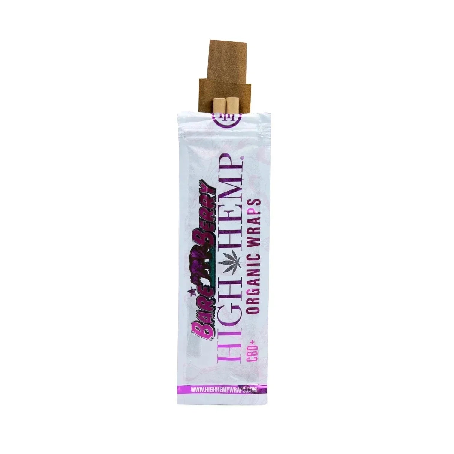 Bare Berry High Hemp organic wraps CBD+ in unopened white packaging with brown wraps visible