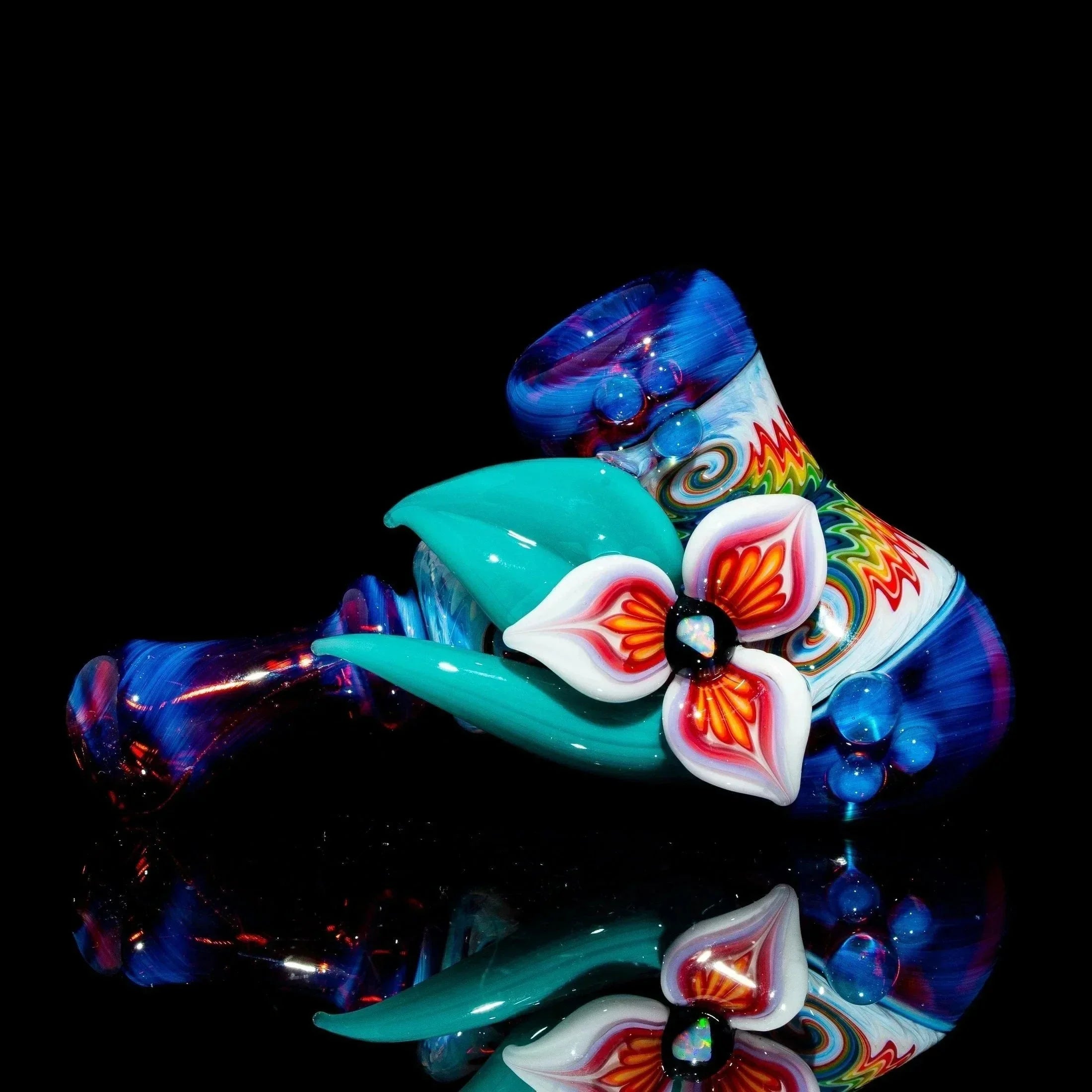 Blossom Glass - Rainbow Linework Flower Hammer