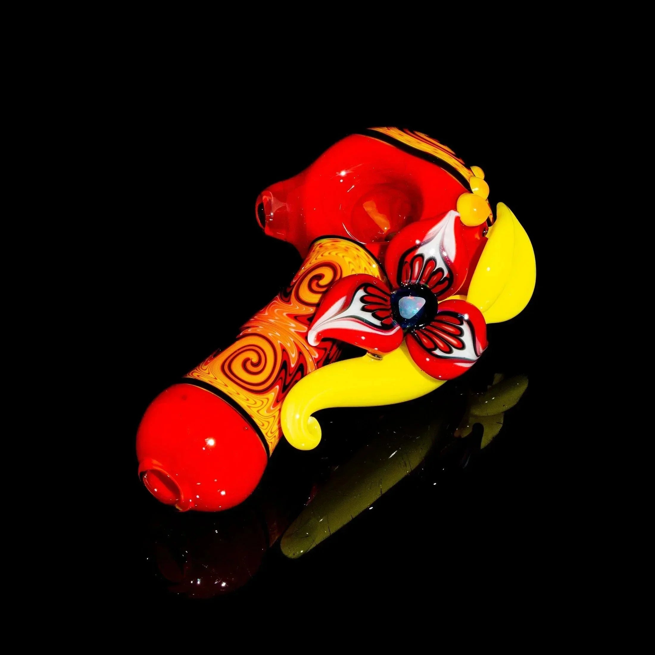 Blossom Glass - Red Linework Flower Spoon