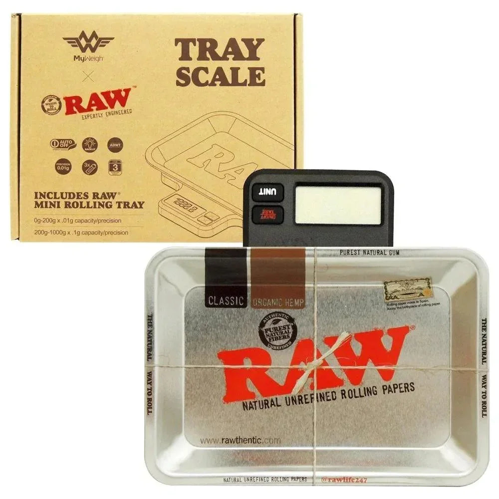 RAW tray scale with digital display and mini rolling tray for smoking accessories