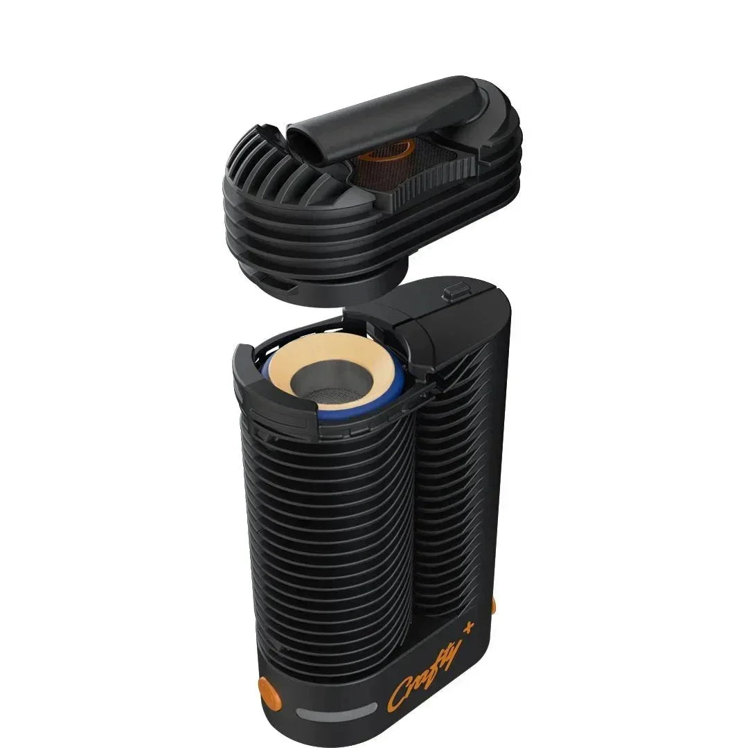 Crafty+ portable dry herb vaporizer with open top and visible heating chamber