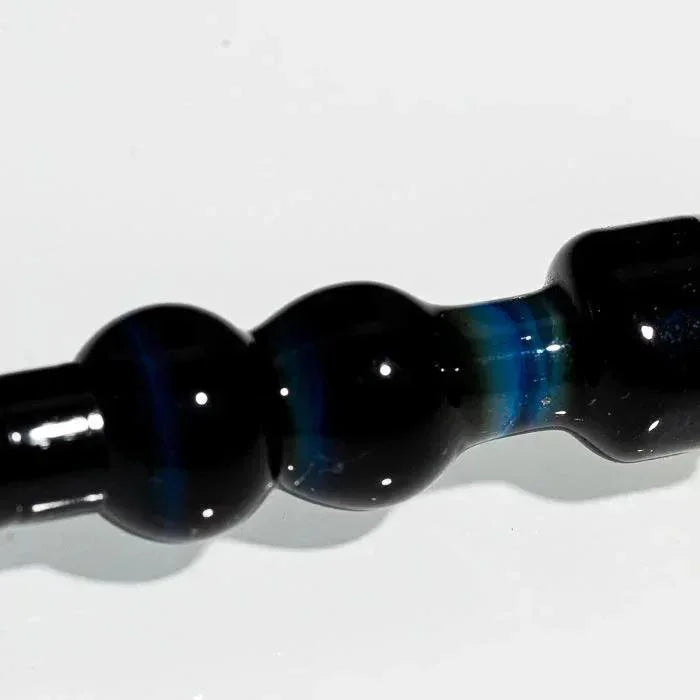 Black glass pipe with blue swirls, heady glass design for smoking accessories
