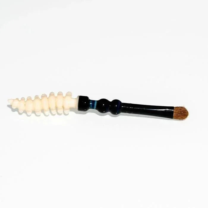 Glass cleaning brush with spiral bristles and black handle for bongs and pipes