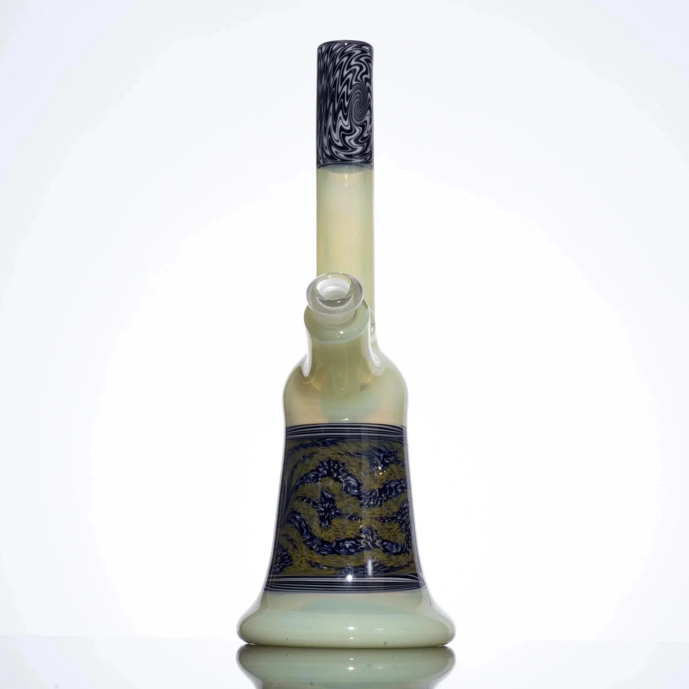 Handblown glass bong with dragon design and swirl pattern, heady glass smoking accessory