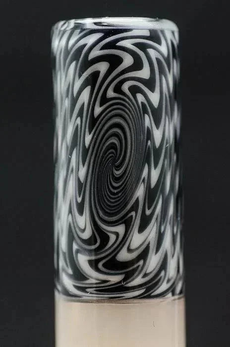 Black and white swirl patterned glass pipe bowl, heady glass art for smoking accessories