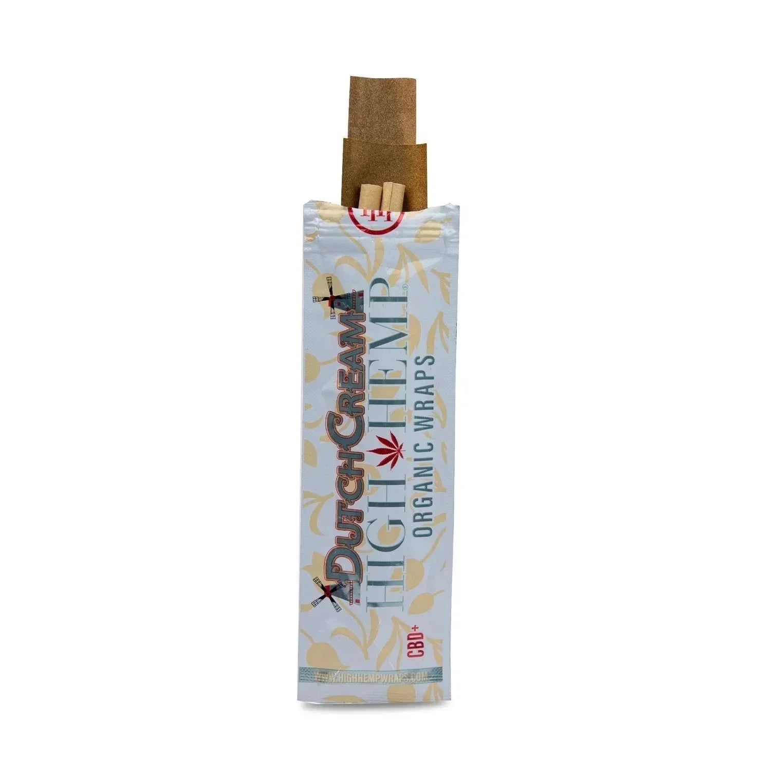 Dutch Cream High Hemp organic wraps CBD+ in open package on white background
