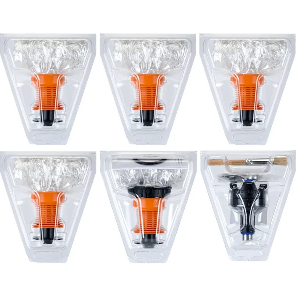 EZ Valve Starter Kit with six orange and black vape accessories in clear plastic packaging