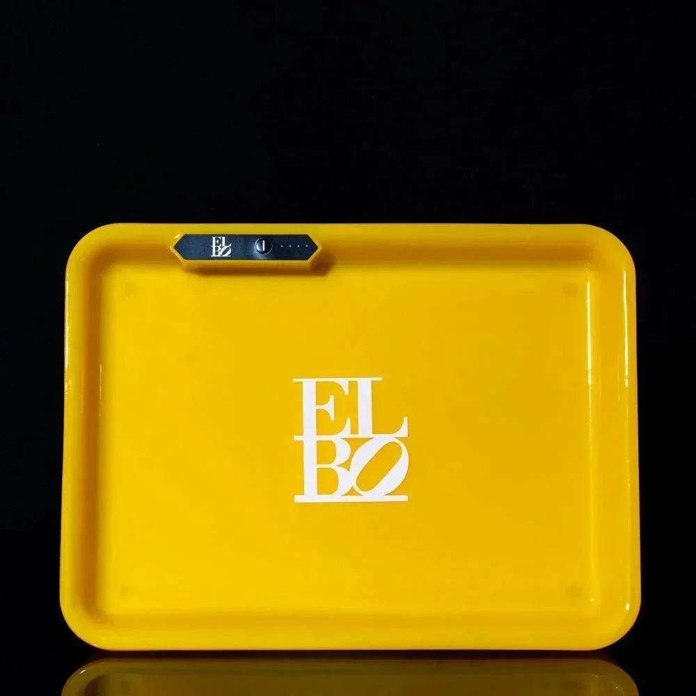 Bright yellow ELBO tray with sleek design and logo, ideal for premium accessories