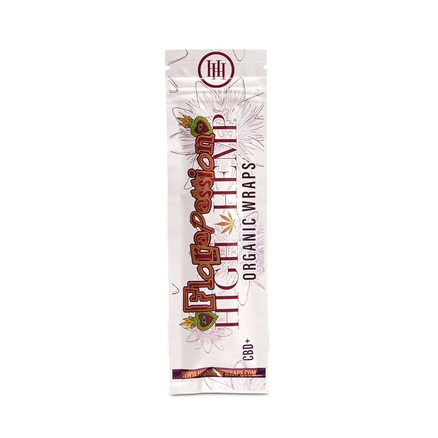 Flora Passion High Hemp organic CBD wraps in white packaging with floral design