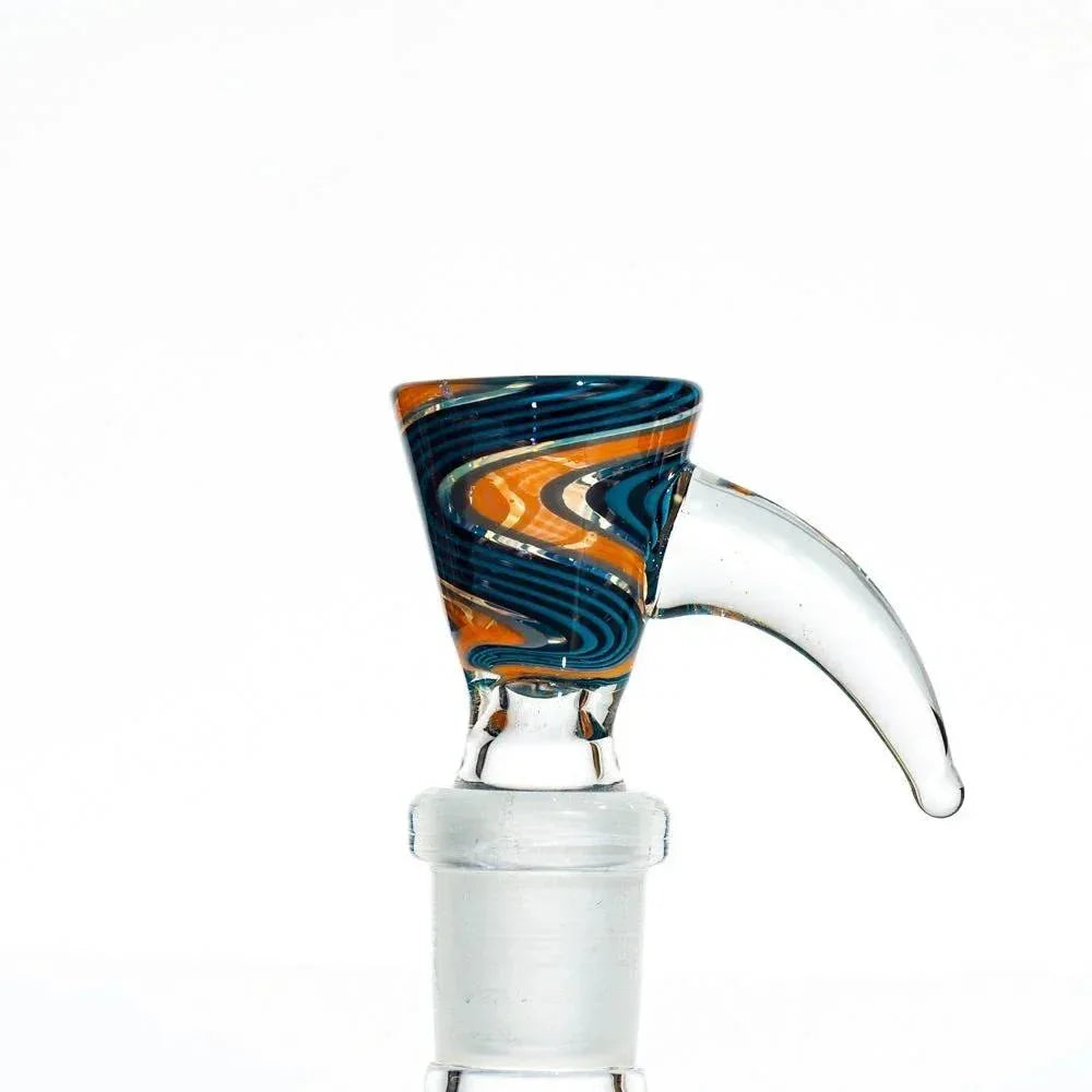 Glass Distractions - 14mm Black, Blue & Orange Wig Wag Flare Slide