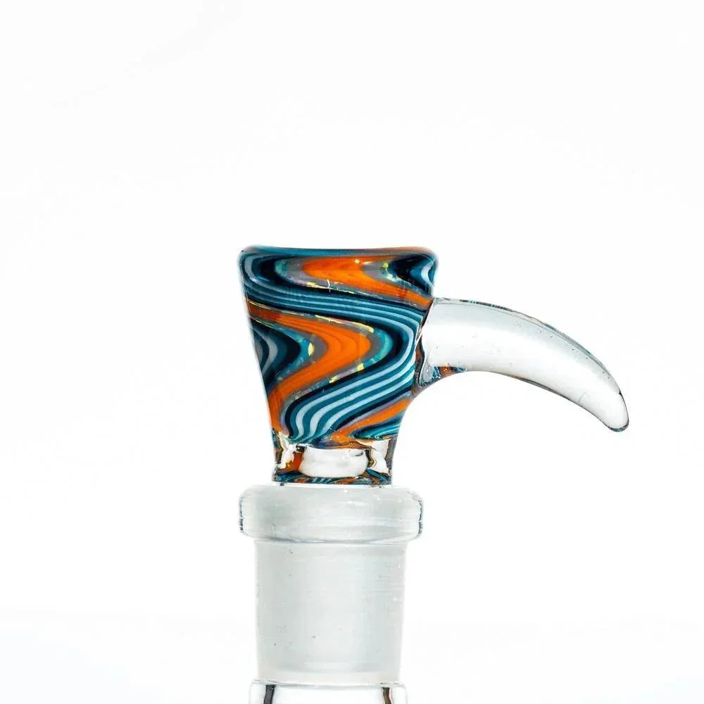 Glass Distractions - Clear, White, Blue & Orange Wig Wag 14mm Flare Slide